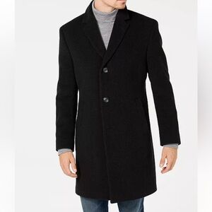 Nautica Barge Overcoat Classic Fit Wool Cashmere Blend Lined 40R Dark Gray $450